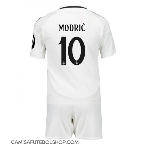 Camisa de time de futebol Real Madrid Luka Modric #10 Replicas 1º Equipamento Infantil 2024-25 Manga Curta (+ Calças curtas)